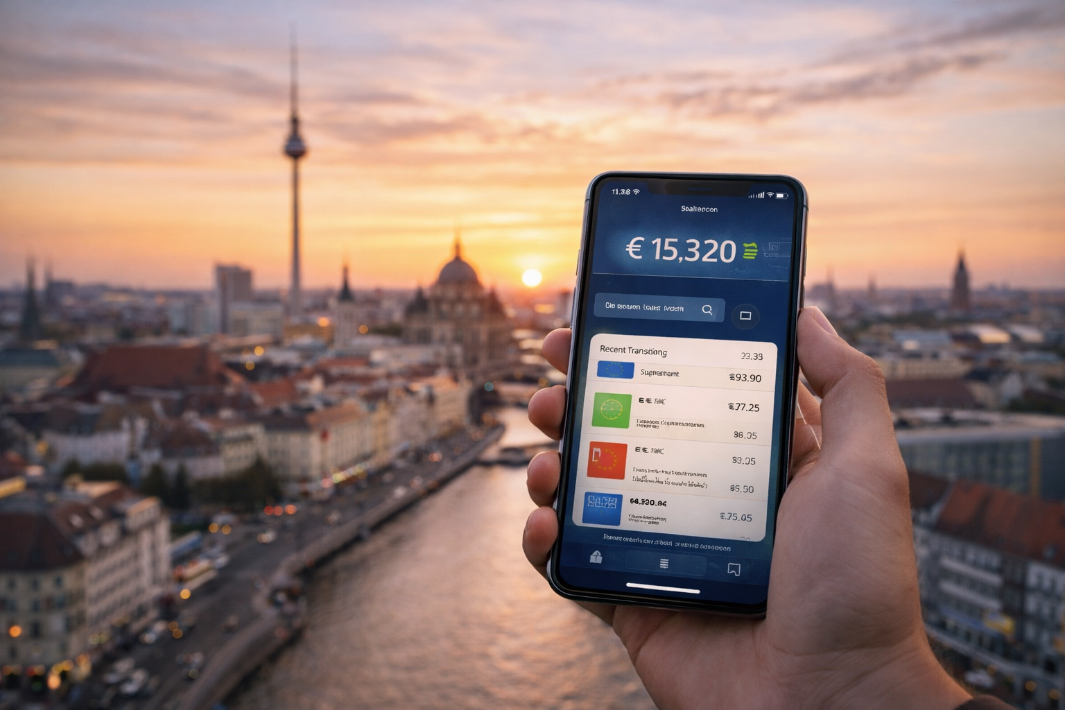 Modern smartphone showing banking app for best German banks in 2026 in Germany